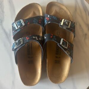 Blue floral chalice Birkenstocks size 40